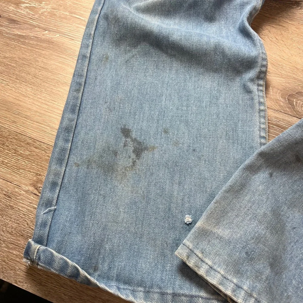 Lee Vintage Jeans Mens 37x30 Blue Light Wash Talon 42 Zip Distressed Workwear